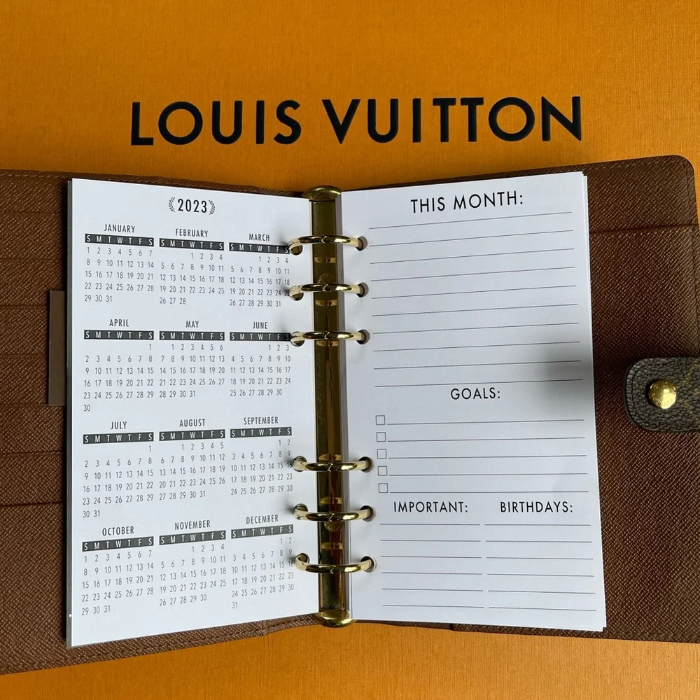 2026 Fits Louis Vuitton Agenda Monthly Tabbed Insert Refill Calendar + Pen +MORE